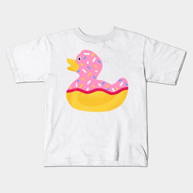 Birthday Duck Kids T-Shirt by Maia Fadd